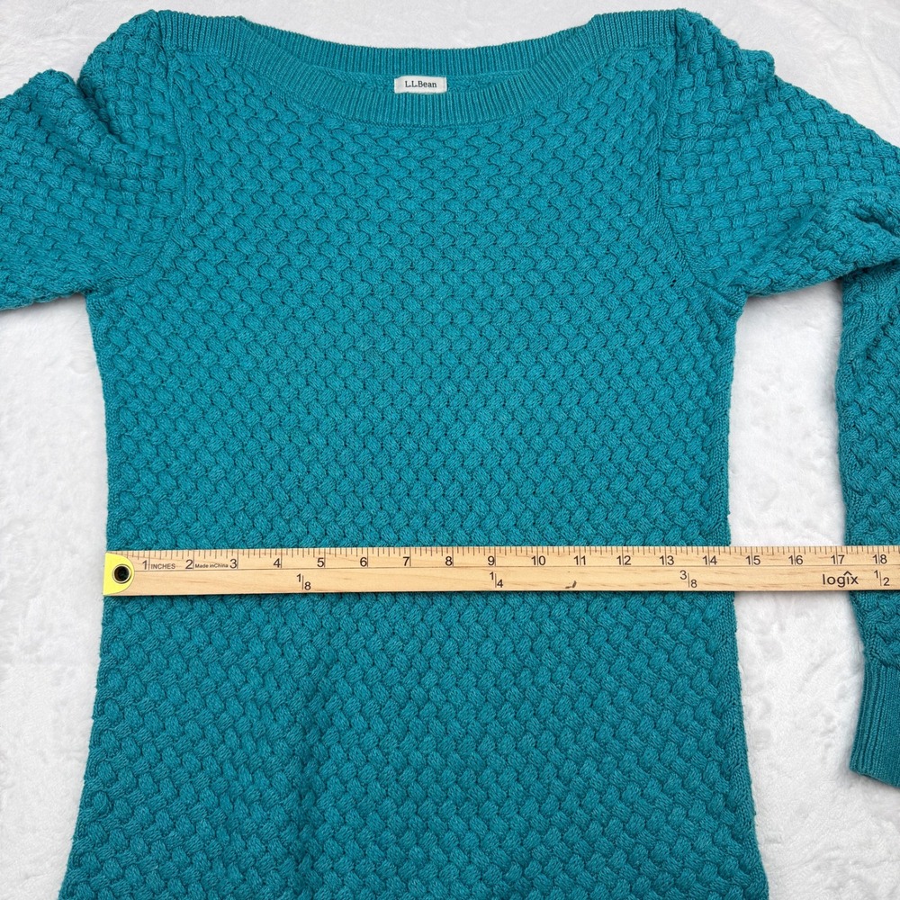 LL Bean Textured Cotton Boatneck Sweater Size Small Coastal Grandmother - Picture 7 of 8